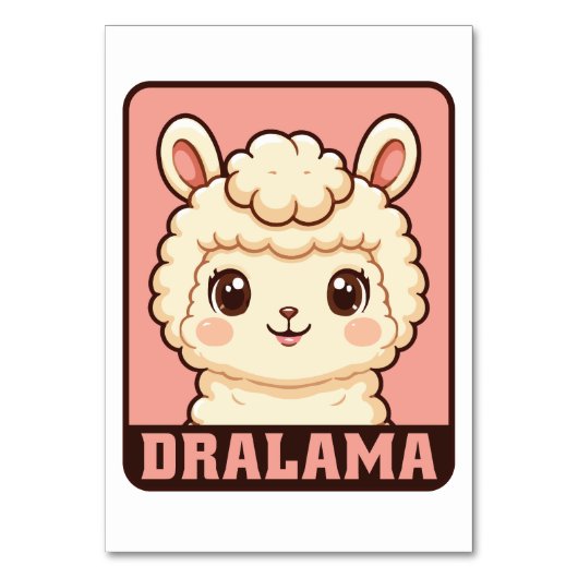 Süße Llama-Illustrationsdesign Tischnummer (Vorderseite)