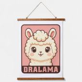 Süße Llama-Illustrationsdesign Wandteppich Mit Holzrahmen (Vorderseite)