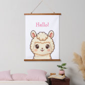 Süße Llama-Illustrationsdesign Wandteppich Mit Holzrahmen (Schlafzimmer)