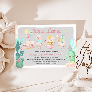 Süße Llama-Mama-Mädchen-Baby-Party Einladung
