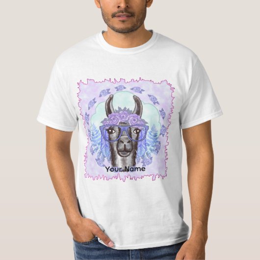 Süße Llama mit Brille T-Shirt (Vorderseite)