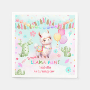 Süße Llama-Spaß-Farbige-Sommer-Mädchen-Geburtstags Serviette