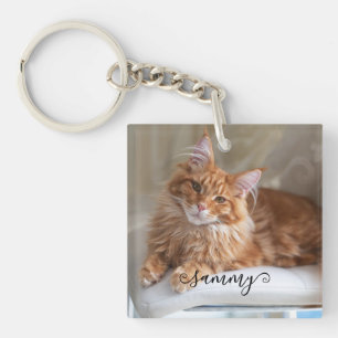 Süße Lockige Name Katze Foto Schlüsselanhänger