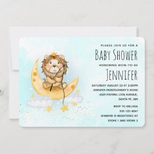 Süße Löwen-Angeln-Aquarell-Baby-Shower-Einladung Einladung