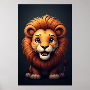 Süße Löwen-Kinderzimmer-Wandkunst Dschungel-Tier Poster