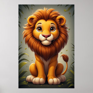 Süße Löwen-Kinderzimmer-Wandkunst Safari-Tier Poster