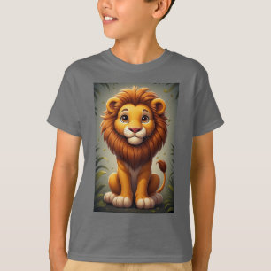 Süße Löwen-Kinderzimmer-Wandkunst Safari-Tier T-Shirt