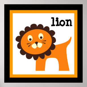 Süße Löwen Safari Tiere Baby Kinderzimmer Poster