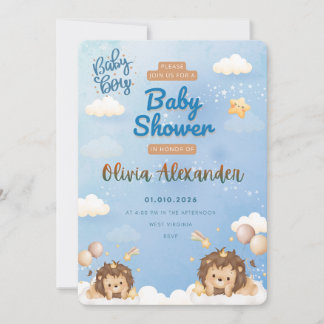 Süße Löwenkönig-Baby- Boy-Shower-Einladung Einladung