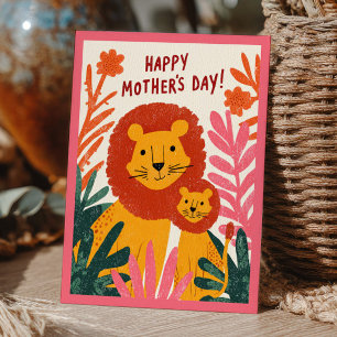 Süße Löwenmama & ihr Junges Botanischer Muttertag Postkarte
