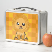 Süße Löwenthemen-Lunchbox (mit Karomuster) Metall Brotdose (Beispiel)