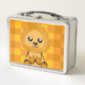 Süße Löwenthemen-Lunchbox (mit Karomuster) Metall Brotdose (Vorderseite)