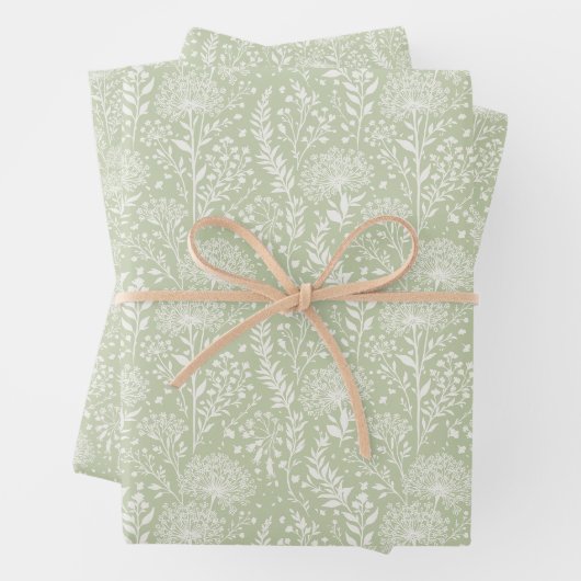 Süße Löwenzahn Neutral - Sanftes Oliven Grün Geschenkpapier Set (Beispiel)
