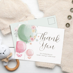 Süße Luftballons   Baby Shower Danke Postkarte