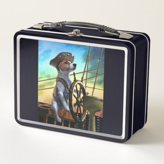 süße Lunchbox für Kinder mit Piratenhund-Design (Vorderseite)