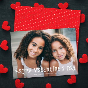 Süße lustige Art Frohen Valentinstag Ein Foto Feiertagskarte