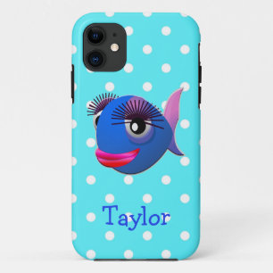 Süße lustige Cartoon-Fische personalisierte Tupfen Case-Mate iPhone Hülle