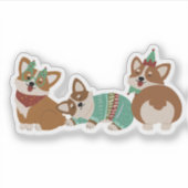 Süße lustige Corgi-Hunde Weihnachten 2025 Aufkleber (Vorderseite)