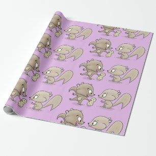 Süße lustige Eichhörnchen Cartoon-Illustration Geschenkpapier