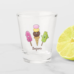 Süße lustige Eis-Popsicle-Cartoon-Trio  Schnapsglas