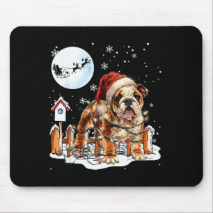 Süße lustige englische Bulldogge Weihnachtslichter Mousepad