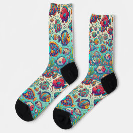 Süße lustige Fische und bunte Ozean-Stimmung Socken