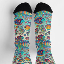 Süße lustige Fische und bunte Ozean-Stimmung Socken