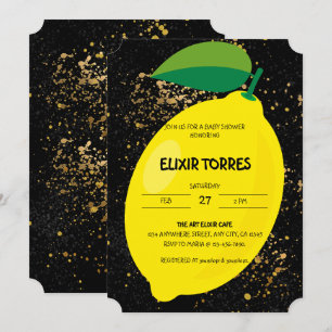 Süße Lustige Gelbe Zitrone Gold Glitter Baby Showe Einladung