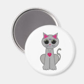Süße lustige glückliche graue Katze Magnet (Vorderseite/Rückseite)