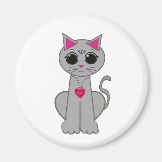 Süße lustige glückliche graue Katze Magnet (Vorne)