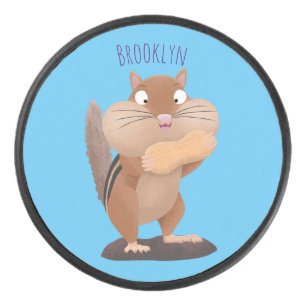 Süße lustige große Backen Streifenhörnchen Cartoon Eishockey Puck