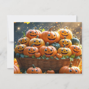 Süße lustige Halloween-Erntedank-Kürbisse  Postkarte