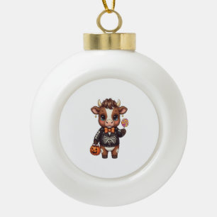 Süße lustige Halloween Highland-Kuh Keramik Kugel-Ornament
