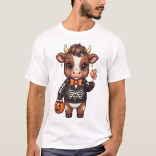Süße lustige Halloween Highland-Kuh T-Shirt