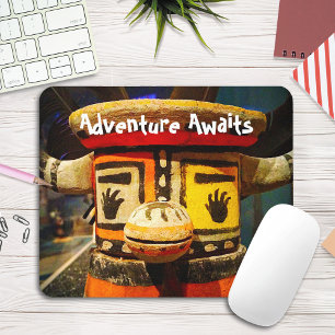 Süße lustige Holz-Kachina-Gesichtsfoto-Abenteuer w Mousepad