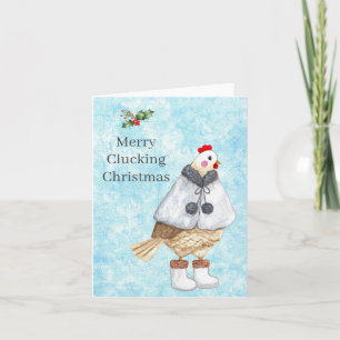 Süße Lustige Hühnerdame Frohe Gackernde Weihnachte Feiertagskarte