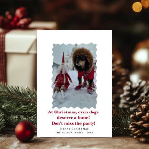 Süße lustige Hunde sagen Weihnachts-Feiertagskarte Einladung