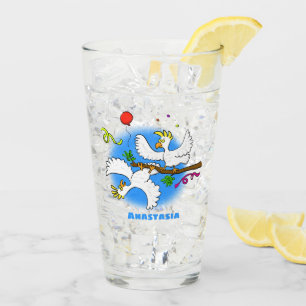 Süße lustige Kakadu-Vögel Cartoon Glas