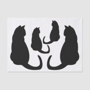 Süße lustige Katze schwarze Silhouette Seidenpapier