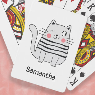 Süße lustige Katze zwinkert Name Monogramm Spielkarten