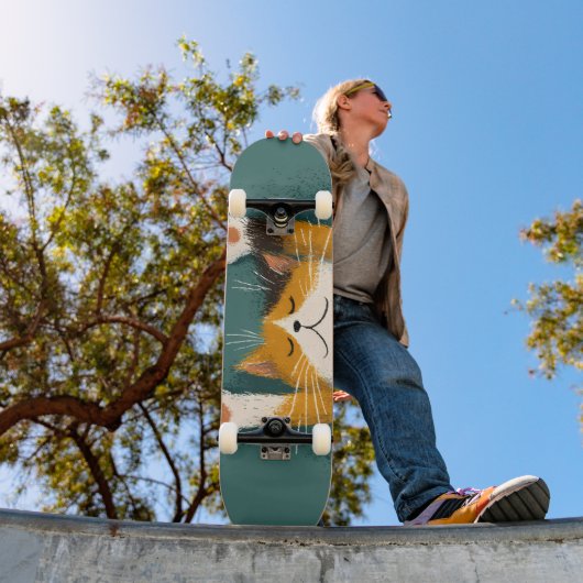 Süße lustige Katzennickerchen Skateboard (Außenbereich 1)