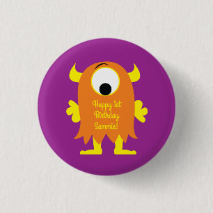Süße lustige Kindergeburtstagsfeier Thema Monster Button
