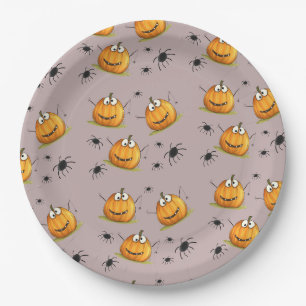 Süße lustige Kürbis-Spinnen Halloween-Papierteller Pappteller
