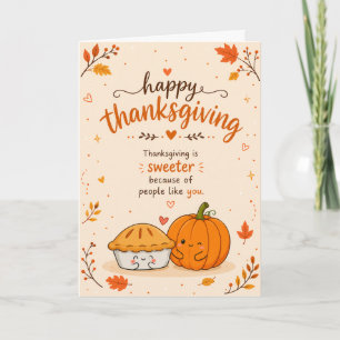 Süße lustige Kürbis- und Pie-Thanksgiving-Grüße Karte