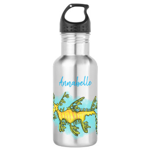 Süße lustige leafy sea dragon Cartoon-Illustration Edelstahlflasche