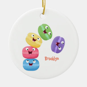 Süße lustige Macarons Cartoon-Illustration Keramik Ornament