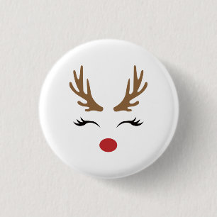 Süße lustige Rotnasen-Rentiere Weihnachtsgeschenke Button
