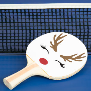Süße lustige Rotnasen-Rentiere Weihnachtsgeschenke Tischtennis Schläger