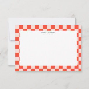 Süße Lustige Schachbrett-Mod-Rot-Geometrische Name Dankeskarte