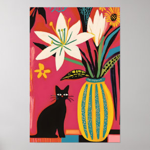 Süße lustige schwarze Katze Poster